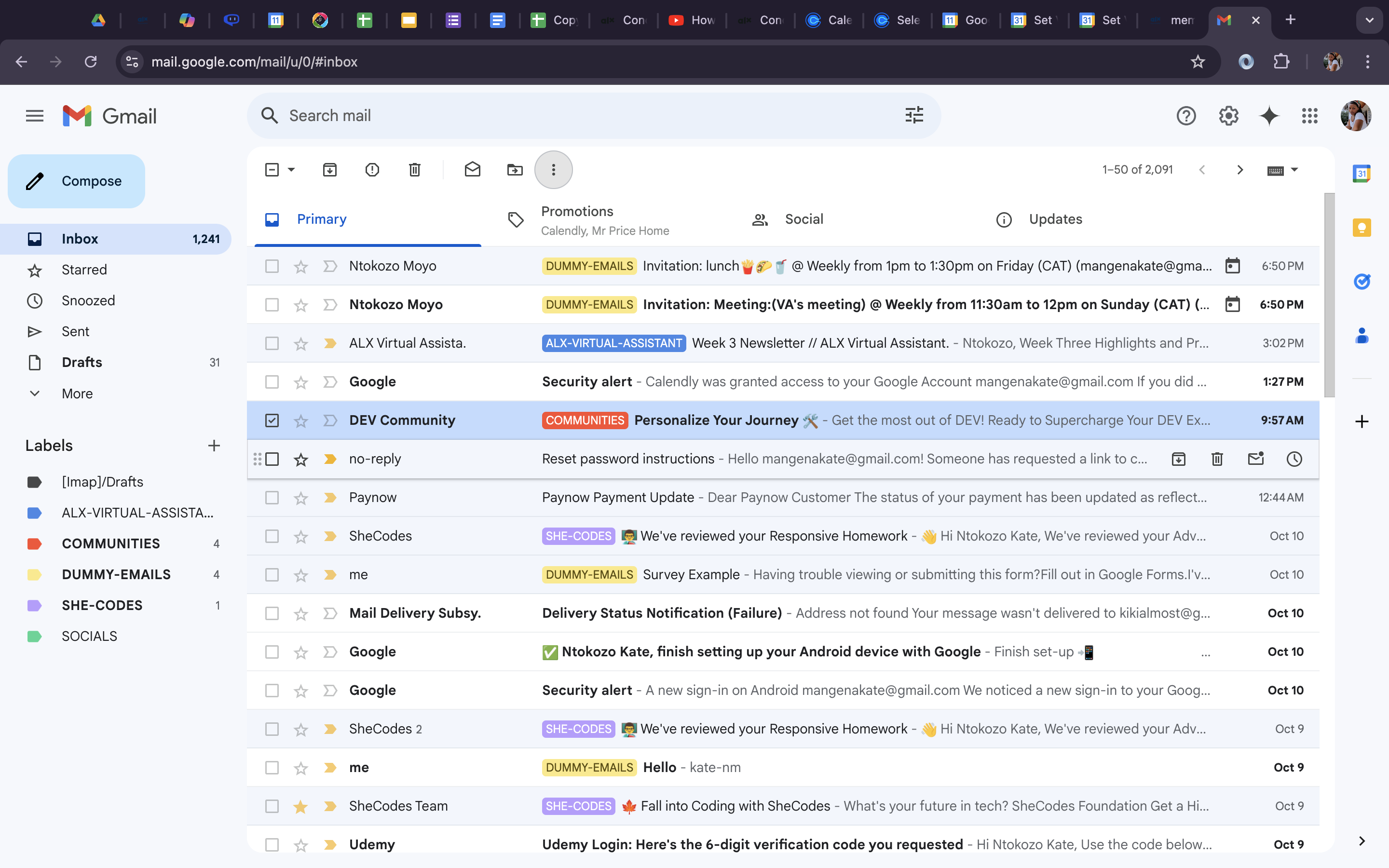 email management Screenshot